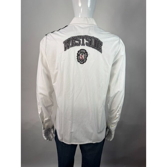 Zeuz Mens Button-Up Shirt With Eagle Graphic & FOR Text On Shoulder M 100% Cotto - Picture 13 of 16